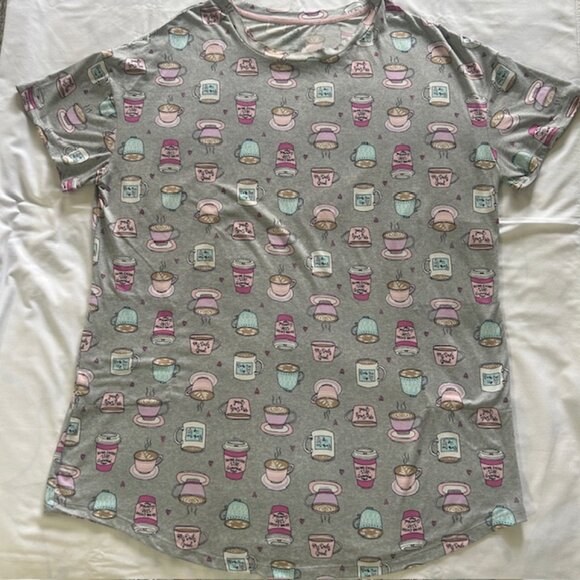 Secret Treasures Ladies  Sleepwear Top sz 2X to 3X  Morning Coffee Pockets - Picture 1 of 6
